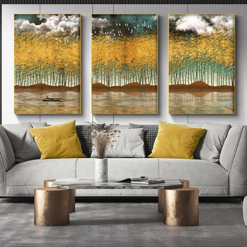 

Abstract Golden Tree Painting on Canvas Posters and Prints Wall Art Pictures for Living Room Home Decor Indoor Decorations