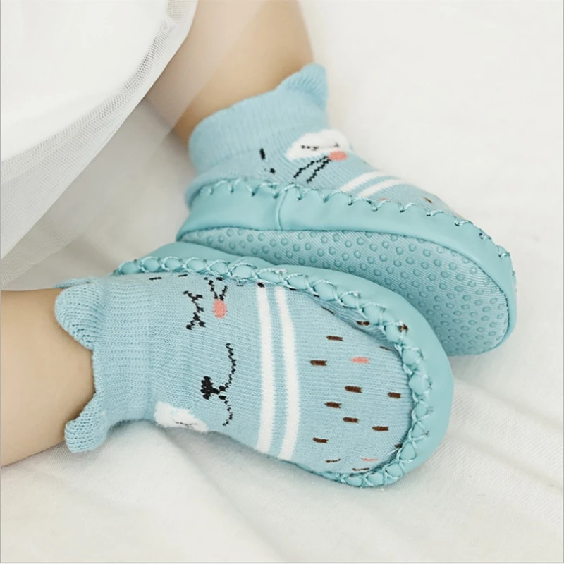 Calcetines con suelas de goma para beb&eacute;, calcet&iacute;n infantil, Calcetines antideslizantes de suela blanda, para oto&ntilde;o e invierno, 2021-0
