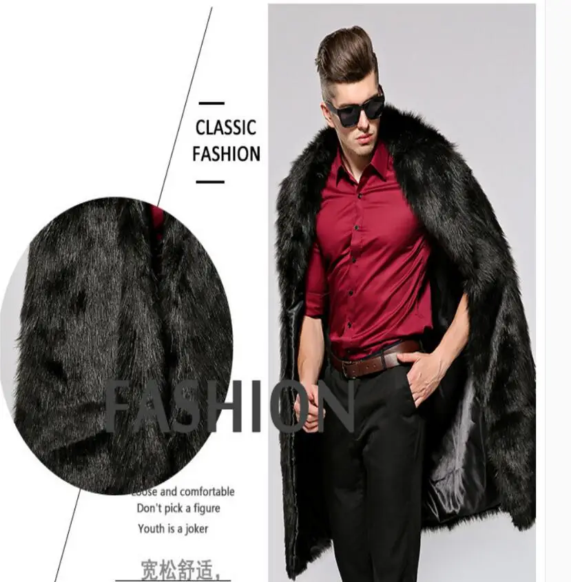 

2021 Autumn S-6xl New Men Plush Imitation Fox Fur Coat European And American Long Winter Plus Size Clothes
