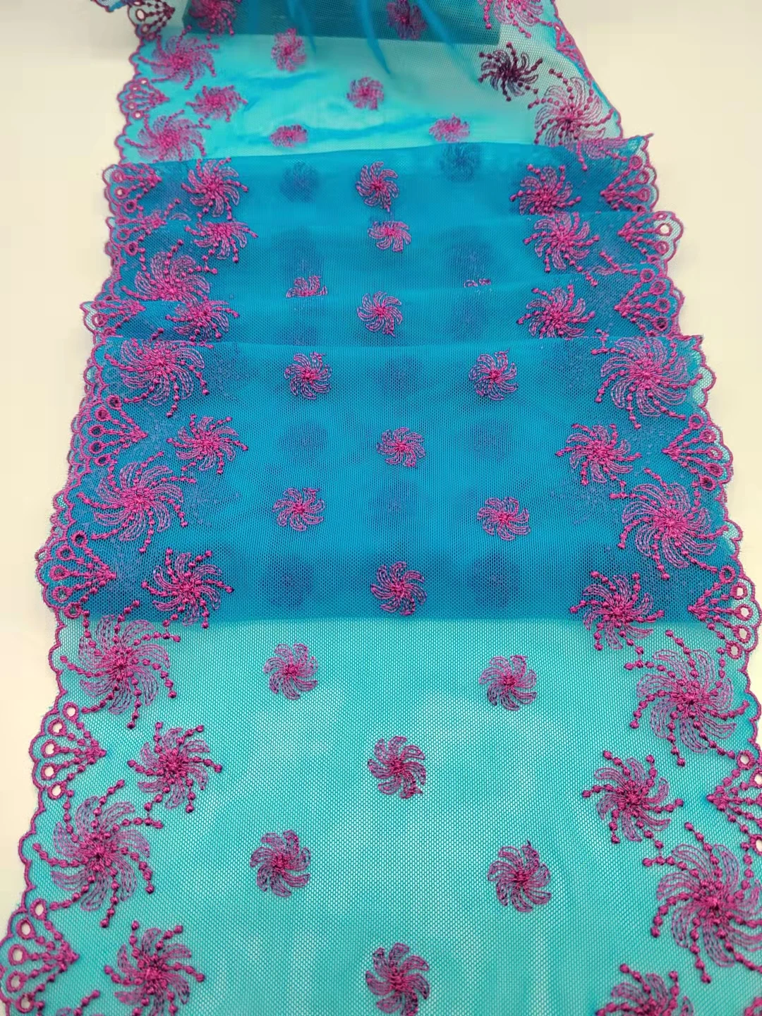 3 шт./лот W22см Розовый синий фон Нижний вышивочный кружевной обрез для одежды аксессуар платье пошив аппликация костюм ткань.