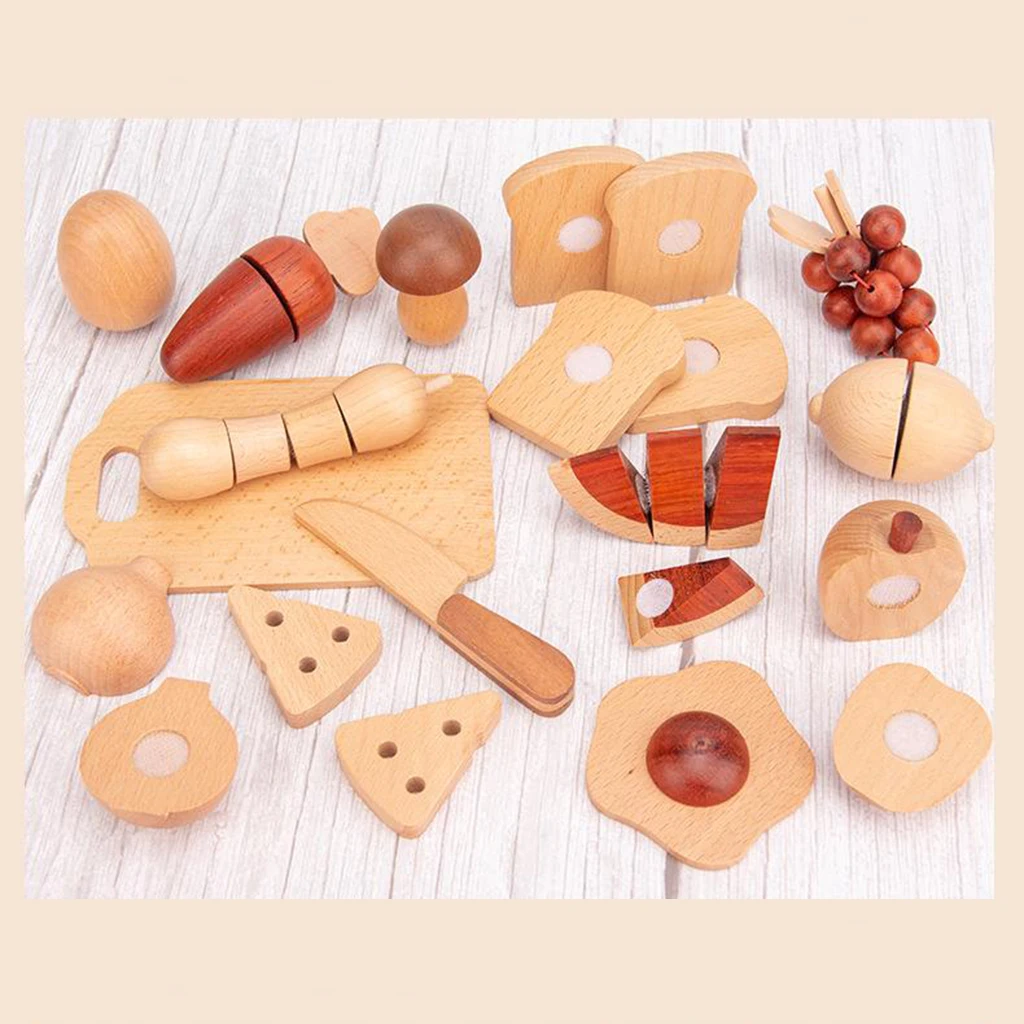 

Wooden Kitchen Toy Set Pretend Play Kitchen Set Simulation Kitchenware Food Vegetables Fruits Educational Toys Gift for Kids