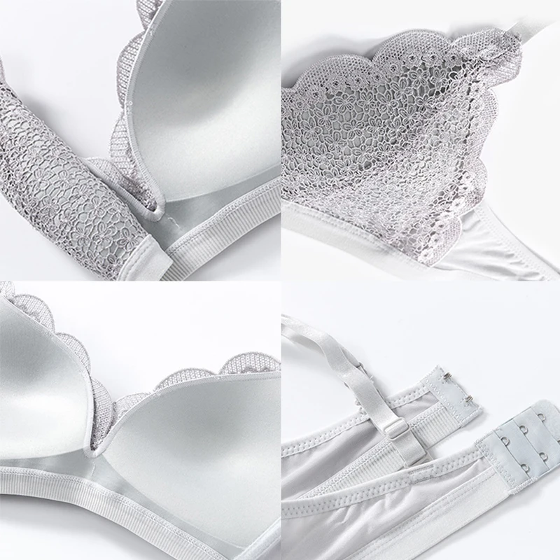 LOOZYKIT Solid Lace Openwork Cup Bra without Steel Ring Double-Breasted Underwear Lingerie Bralette Women Sexy Wirless Bras | Спорт и