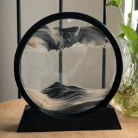 moving sand art picture round glass 3d deep sea sandscape in motion display flowing sand frame12inch