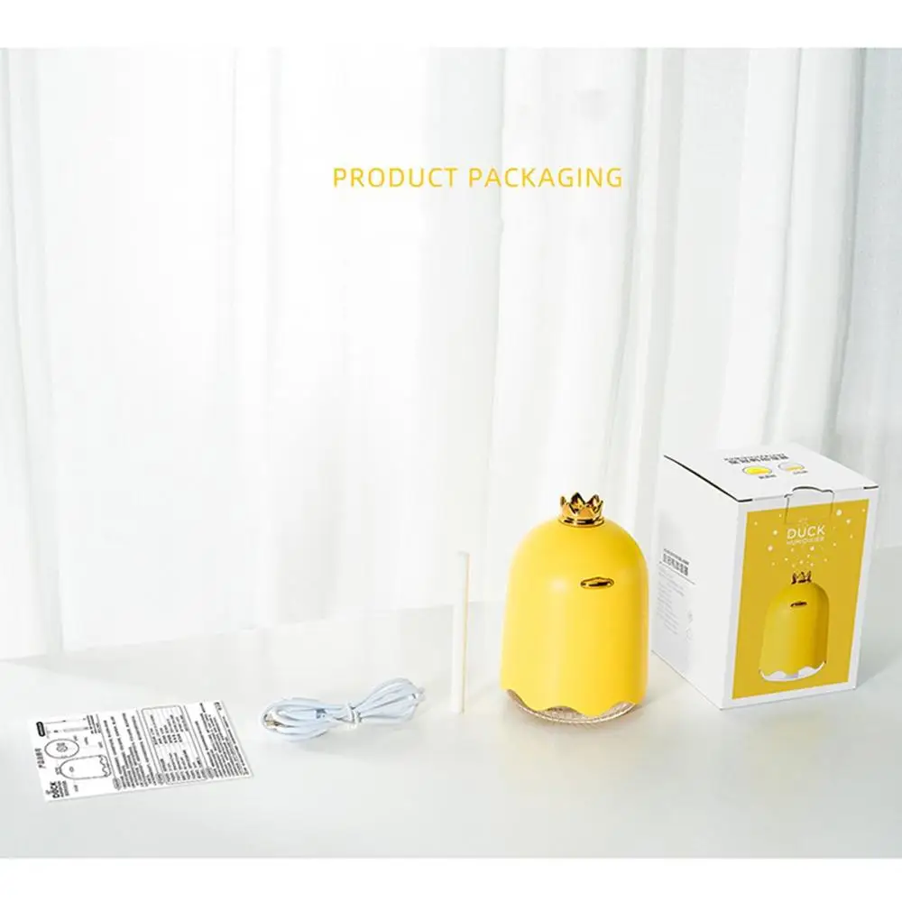 

USB Little Yellow Duck Purifying Humidifier PC ABS PP Mechanical Night Light Mute Humidification Automatic Timing