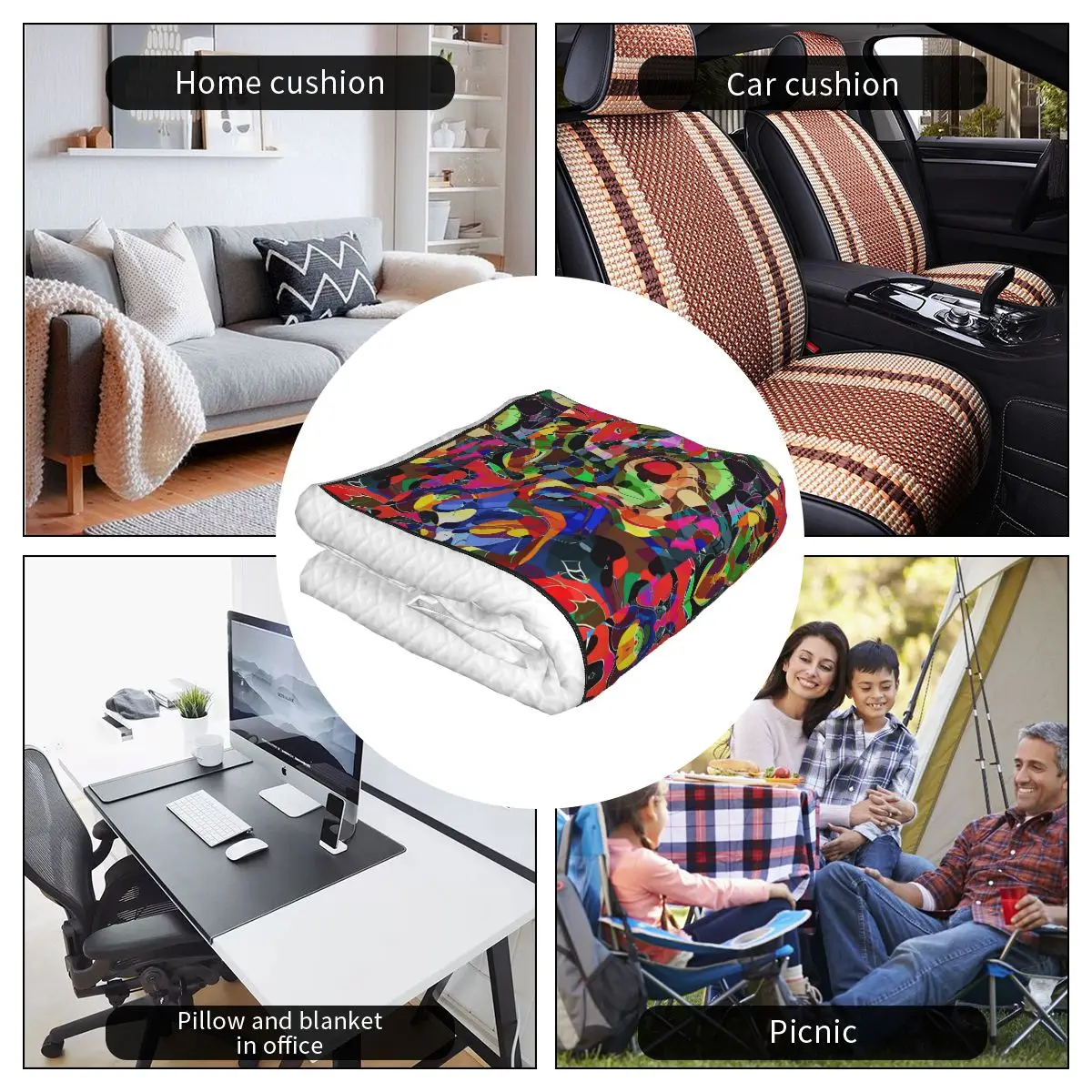 

Jhk-1624257830952 Printed car pillow blanket, bolster blanket, sofa blanket