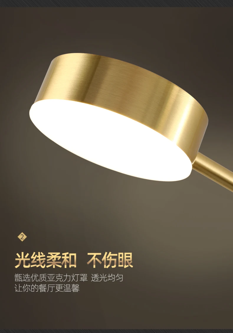 

All copper restaurant personality creative Nordic light luxury long dining table lamps simple modern bar chandelier