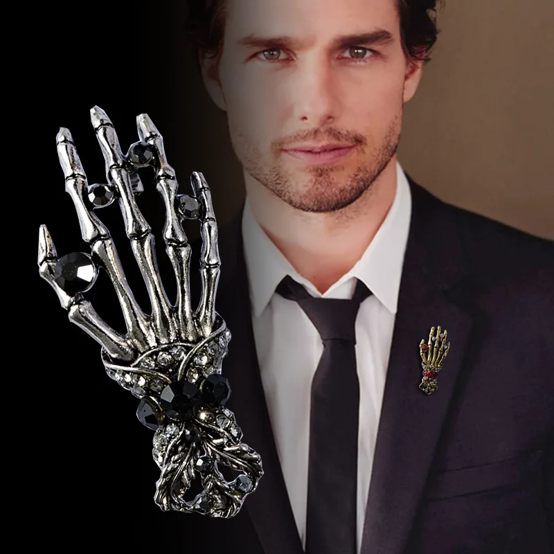 Мужская брошь в стиле ретро высококлассные модные Броши Стразы панк хип хоп