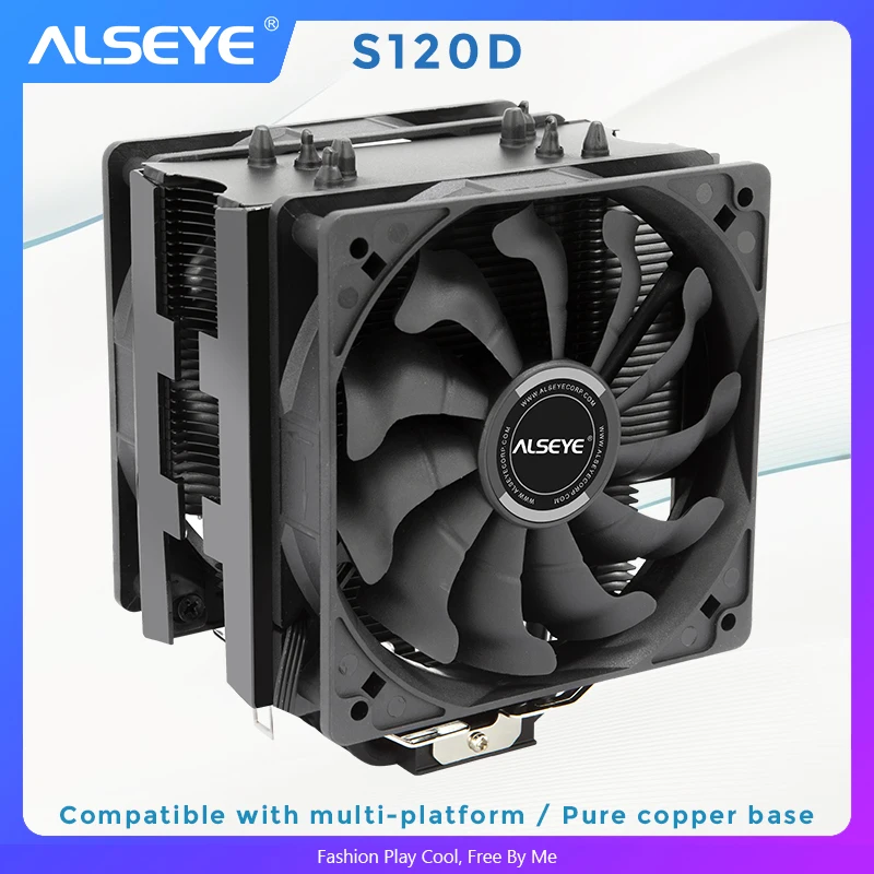 Alseye-ventilador Cooler para Cpu S120d Pwm 120 mm Pinos Tubulações de Calor Refrigerador para Lga 775 115×1366 Am2 Mais Am3 Mais Am4 Ventiladores e resfriadores