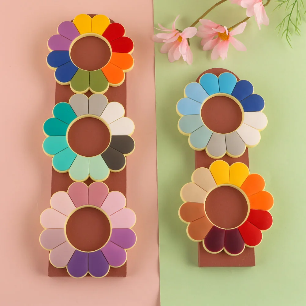 Sunrony-mordedor de flores de colores de silicona, cuentas de dentici&oacute;n para beb&eacute;, accesorios DIY, 1 ud.-2