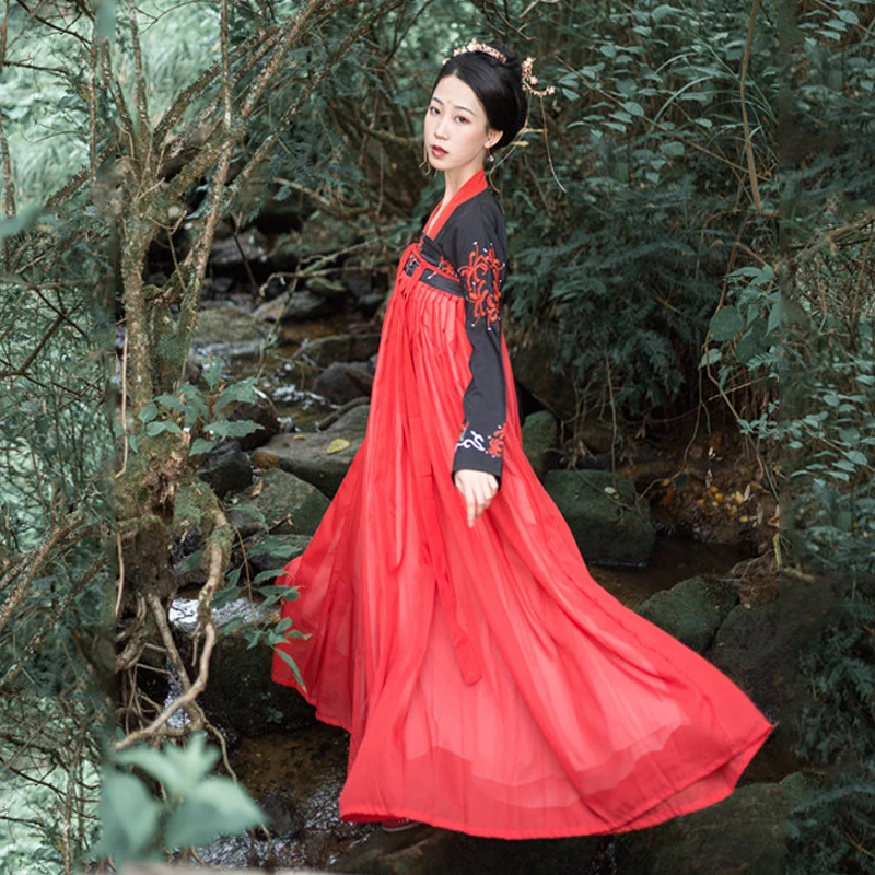Новое платье Hanfu, Женский Классический танцевальный костюм, народное платье, Древний китайский стиль Hanfu, танцевальный костюм, одежда для сцены