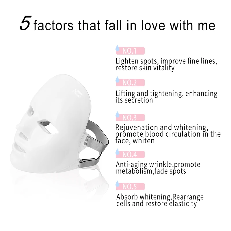 Светодиодная маска для лица 7 цветов фотонная терапевтическая светильник