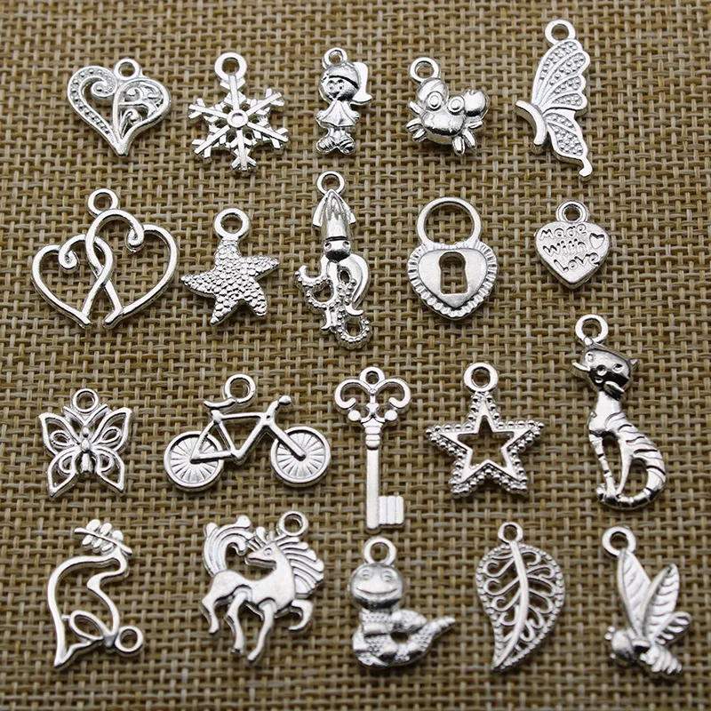 20 штук смешанные Стиль металлический ключ Совы Корона сердце в виде ракушки