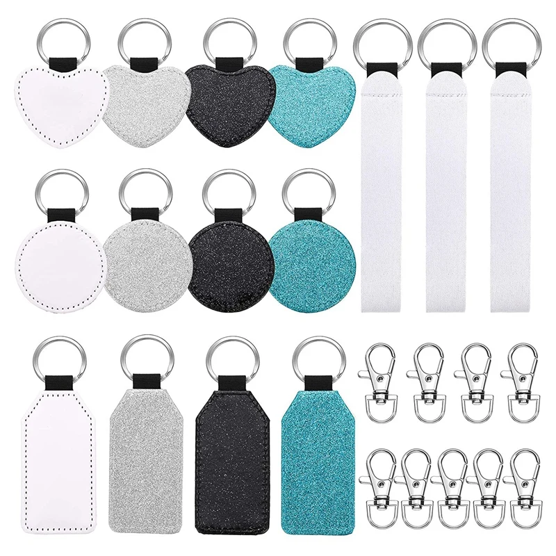 

21Pcs Sublimation Blanks Keychains Kits Blank Sublimation Wristlet Lanyard Swivel Snap Hooks for DIY Tags Gifts