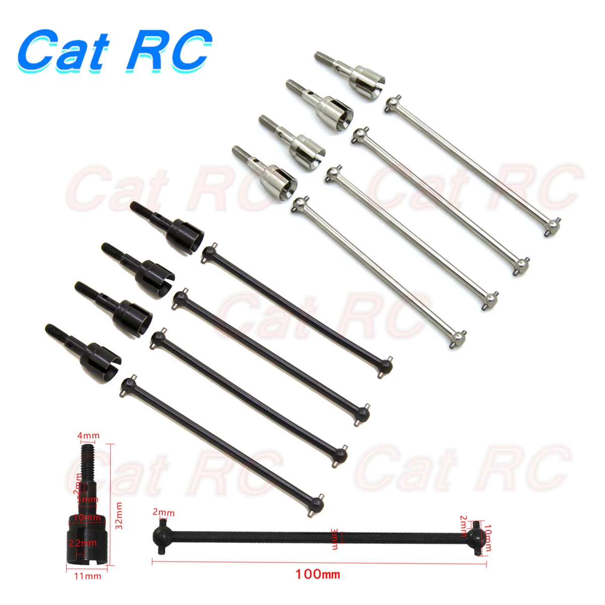 

1set Steel Metal Drive Shaft 89.5mm Dogbones 08059 & Stub Wheel Axle 02033 For RC Redcat Volcano Epx HSP 1/10 BRONTOSAURUS 94111