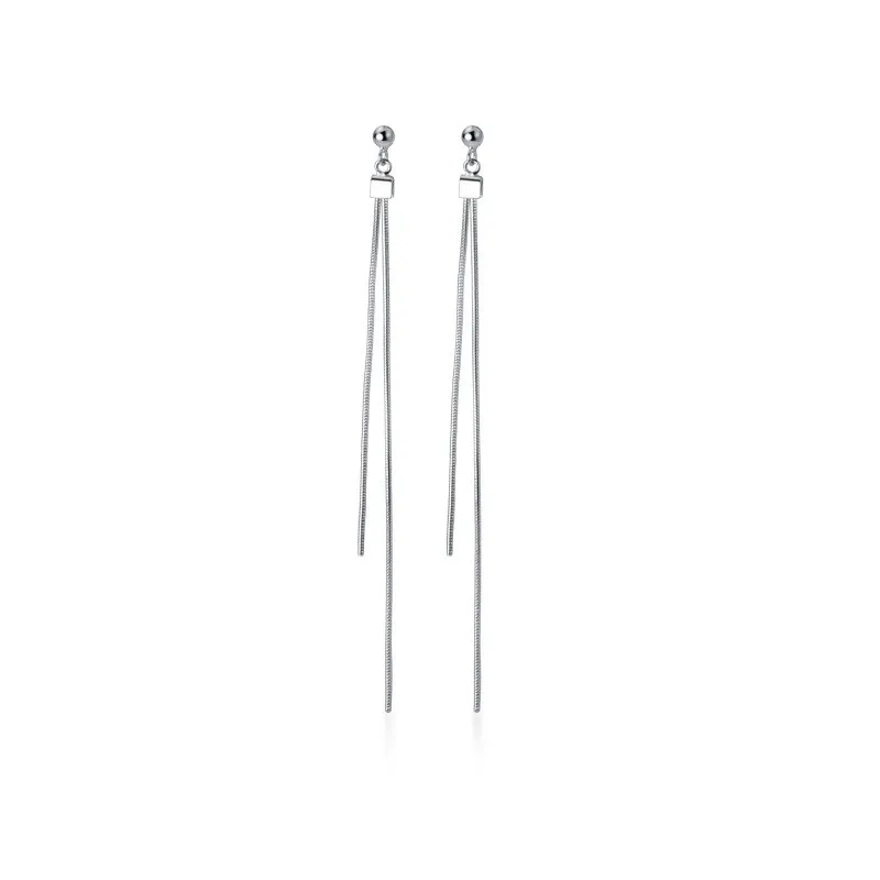 

DAIWUJAN Real 925 Sterling Silver Jewelry Long Tassel Snake Chain Pendant Drop Dangle Earrings 2020 Party Wedding Accessories