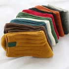 Новинка, женские свободные носки в стиле ретро Харадзюку для девушек, классические зимние однотонные носки-трубы, Корейская белая японская мода, женские носки-трубы