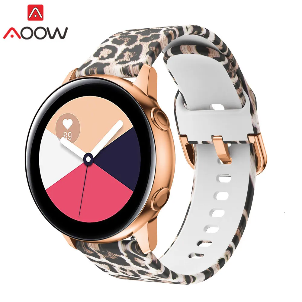 20 мм силиконовый ремешок для часов samsung Galaxy Watch Active 42 мм S2 Huami Amazfit Bip Leopard браслет с принтом ремешок Correa