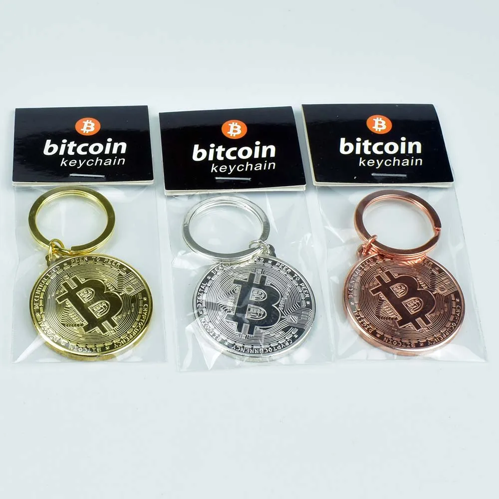 Чистый покрыто золотом серебром Биткойн брелок Бит монета Коллекционная
