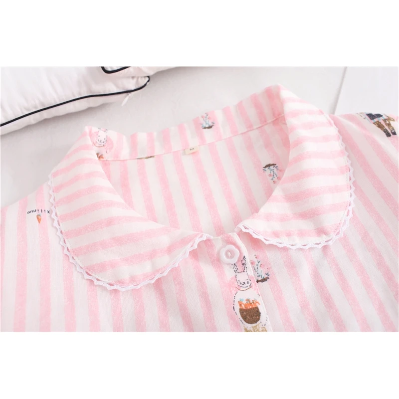 2021 летние новые японские хлопковые двойные газовые пижамы женские свободные