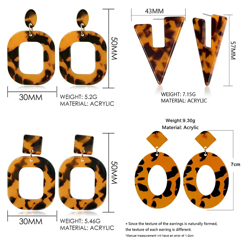 

New Korean Women's Personality Earrings Brown Acrylic Geometric Pendant Gold Earrings 2021 Trendy Fashion Jewelry Gifts