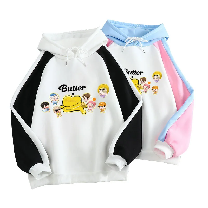 

Kpop Bangtan Boys Butter Hoodie Men/Women Casual Printed Loose Color Block Sweatshirt Hip Hop Unisex Streetwear Harajuku Tee Top