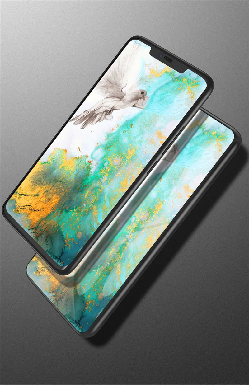 Стеклянный чехол для Huawei Honor Play COR L29 мраморный градиентный Твердый из закаленного