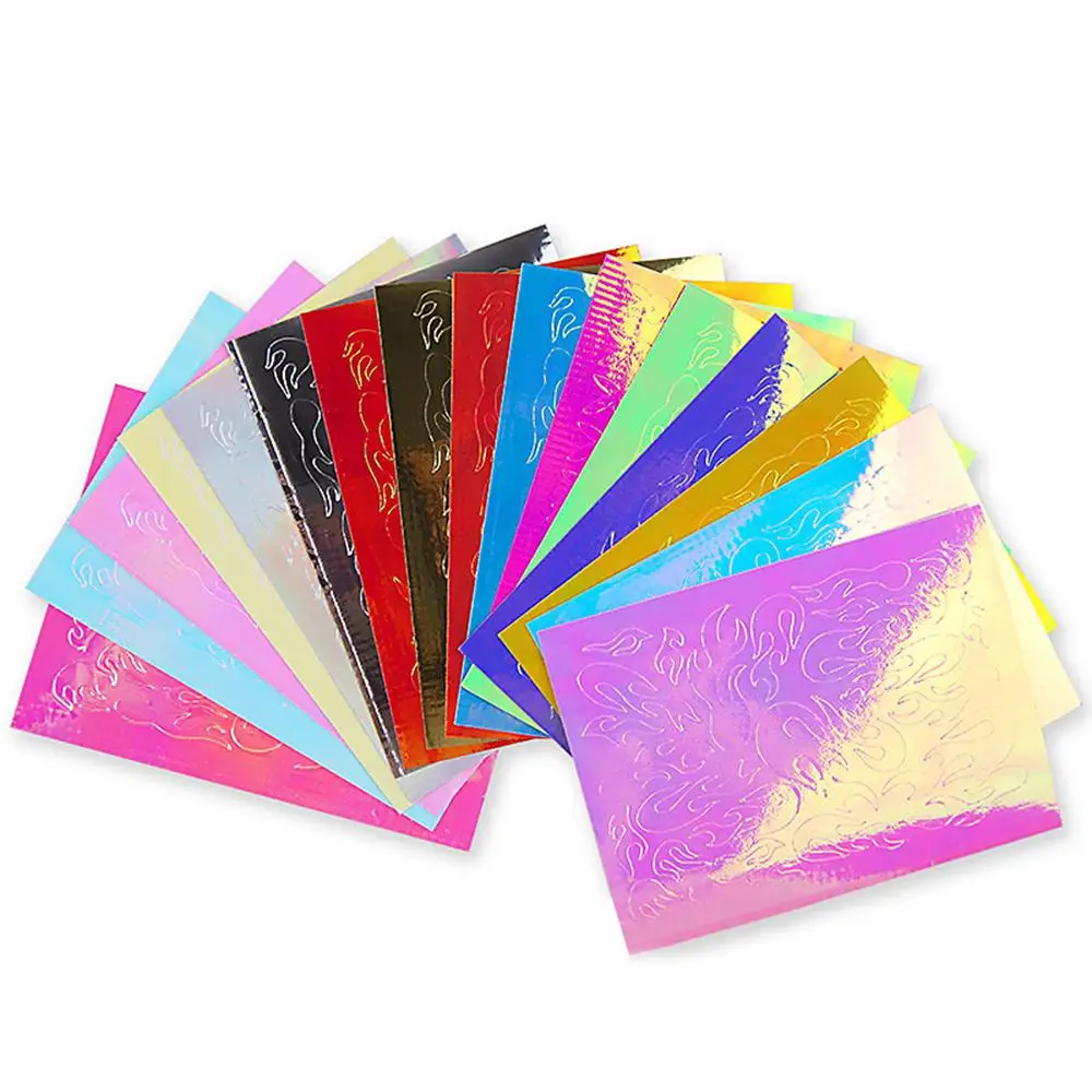 Горящее пламя отражающие наклейки для ногтей 16 шт DIY самоклеющиеся красочный