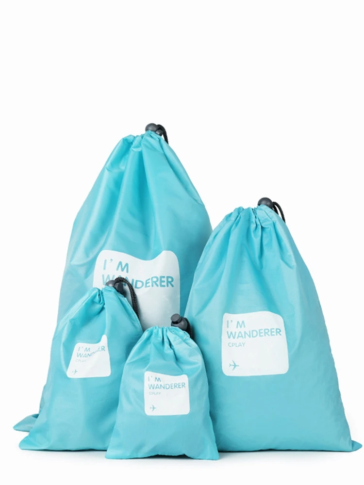 

Travel Drawstring Four Piece Nylon Waterproof Bag Clothing Sundries Storage Bags