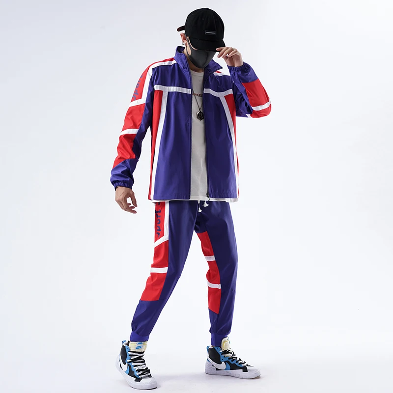

SingleRoad Mens Tracksuit Men Sets 2020 Autumn Side Striped Patchwork Black Coat Japanese Streetwear Hip Hop Sweat Suit Set