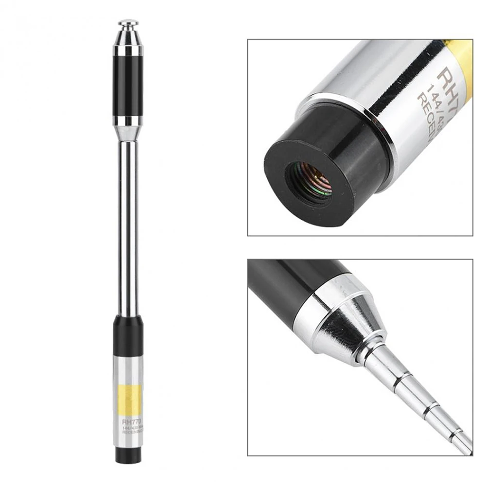 

RH770 dual-band 144/430MHz high gain SMA-Male telescopic antenna is suitable for Baofeng BF-UV5R Kenwood TK-360 walkie-talkie