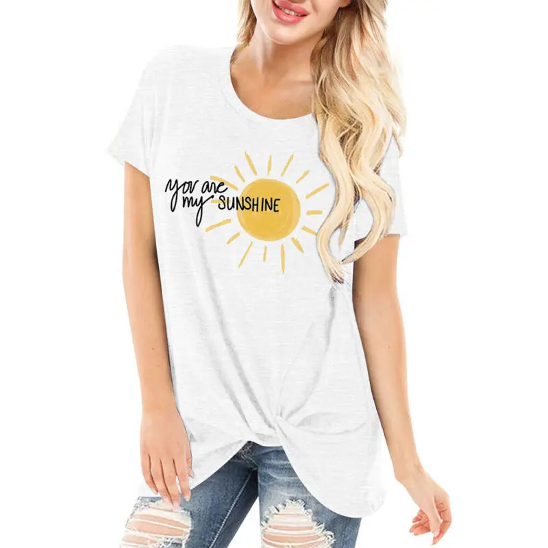 

Womens Short Sleeve Printed T-shirts Baggy Blouse Tops Casual Sweatshirt Summer