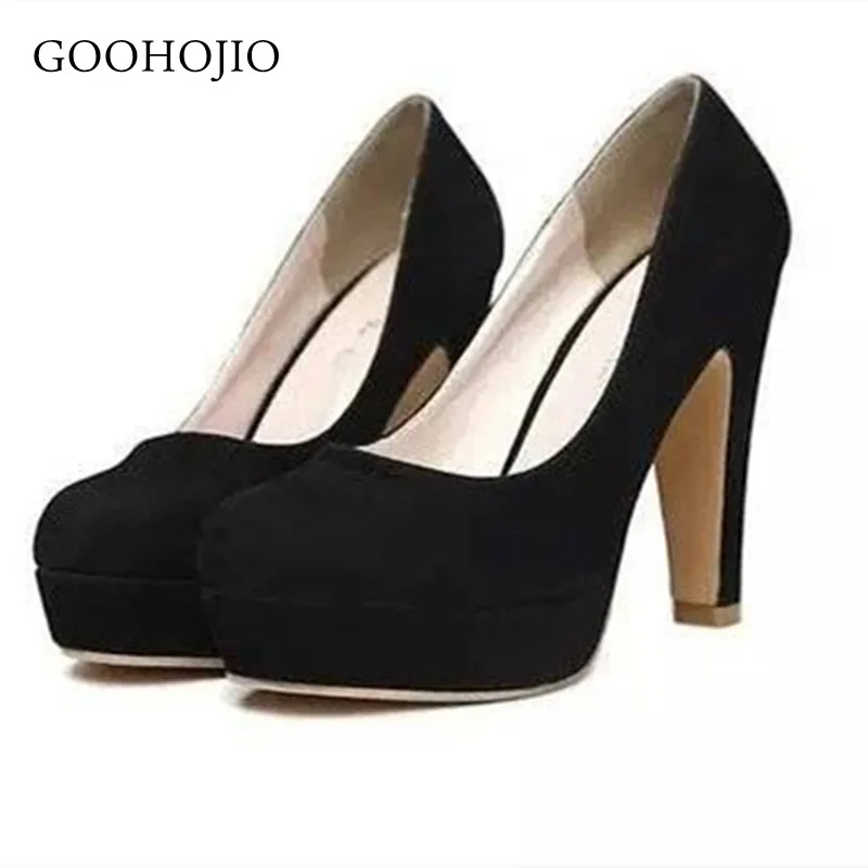 

GOOHOJIO 2020 New Spring Autumn High Heels Women's Pumps Thick Round Toe Solid Color Pumps Women Classic Fashionable Women Shoes