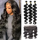 Прозрачные большие индийские человеческие волосы, волнистые пряди, 13X4, кружевные фронтальные человеческие волосы, 3 пряди, с закрытием, Remy