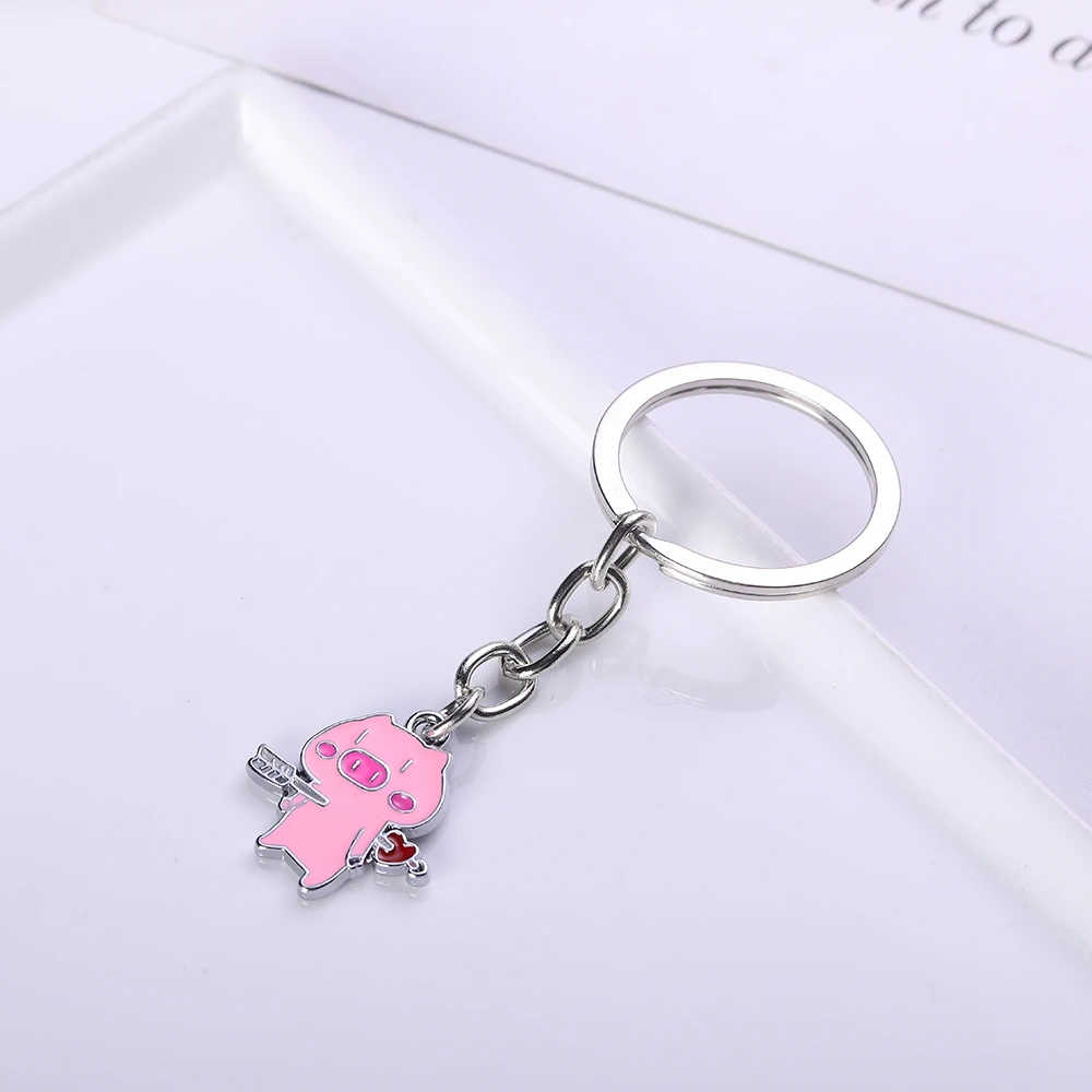 Розовый поросенок любовник брелки для женщин мужчин сплав металла животных