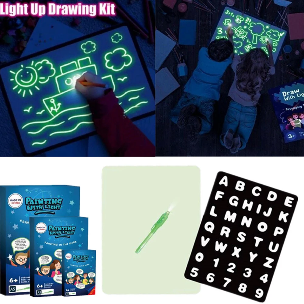 

A3 A4 A5 LED Luminous Drawing Board Graffiti Doodle Drawing Tablet Magic Draw With Light-Fun Fluorescent Pen Educational Toy