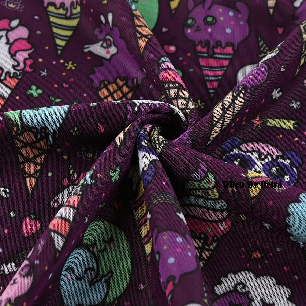 

Cute Plus Size Ice Cream Animal Printed Purple Skirt SS0014 Women Jupe High Waist Tulle Mesh Summer Mini Short Sexy Skirt