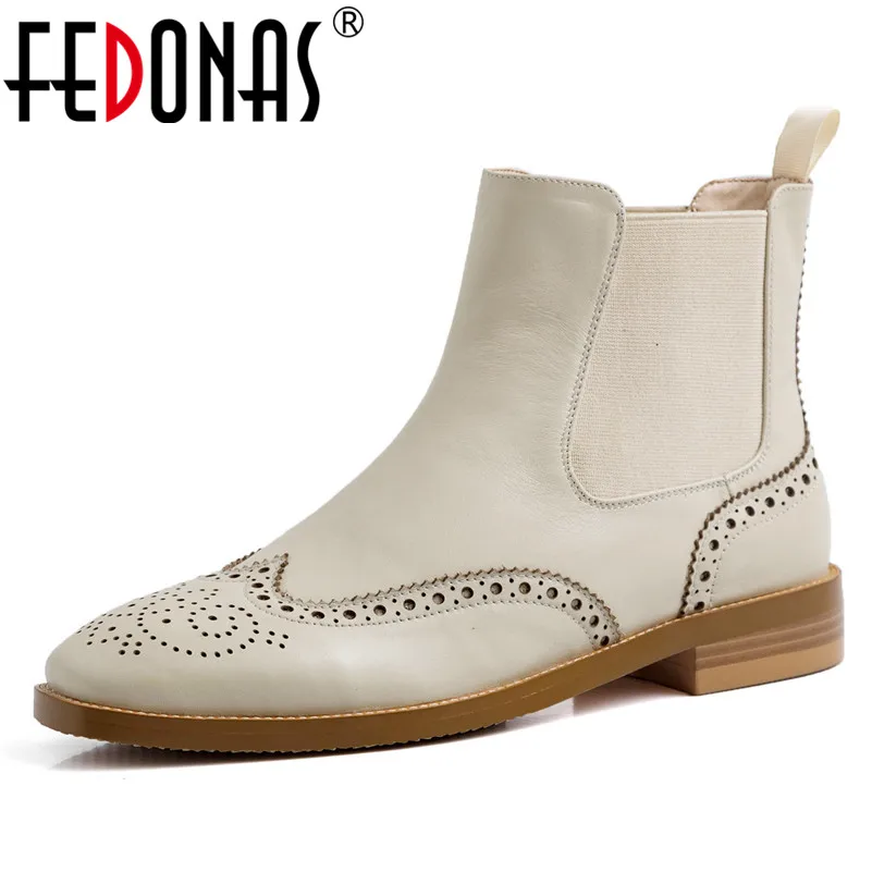 Женские ботинки Челси FEDONAS повседневные из натуральной кожи с квадратным носком