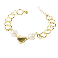 natural freshwater pearl bracelet 925 sterling silver heart chain bracelet for women girls fashion jewerly 7%e2%80%9d
