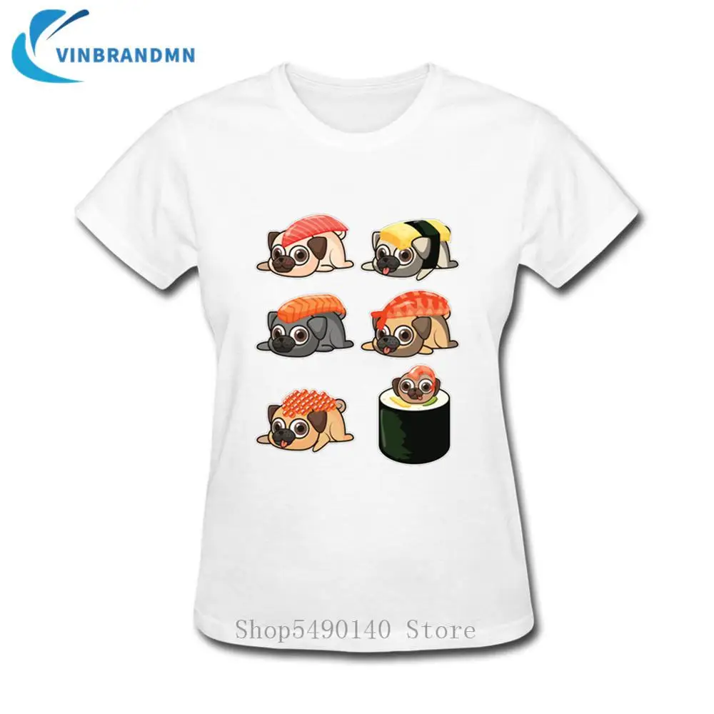 Забавная футболка Gif для суши милые топы мопса крутая японская модная Kawaii