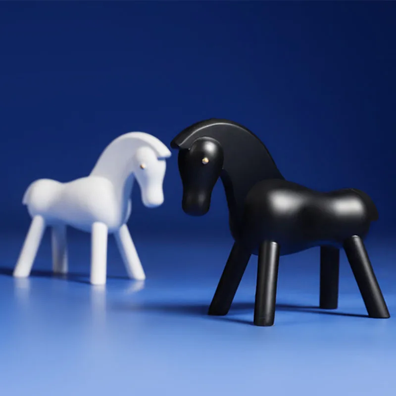 

Простое креативное черно-белое украшение пони, простое полимерное ремесло, миниатюрное украшение для гостиной, настольное украшение, аксес...