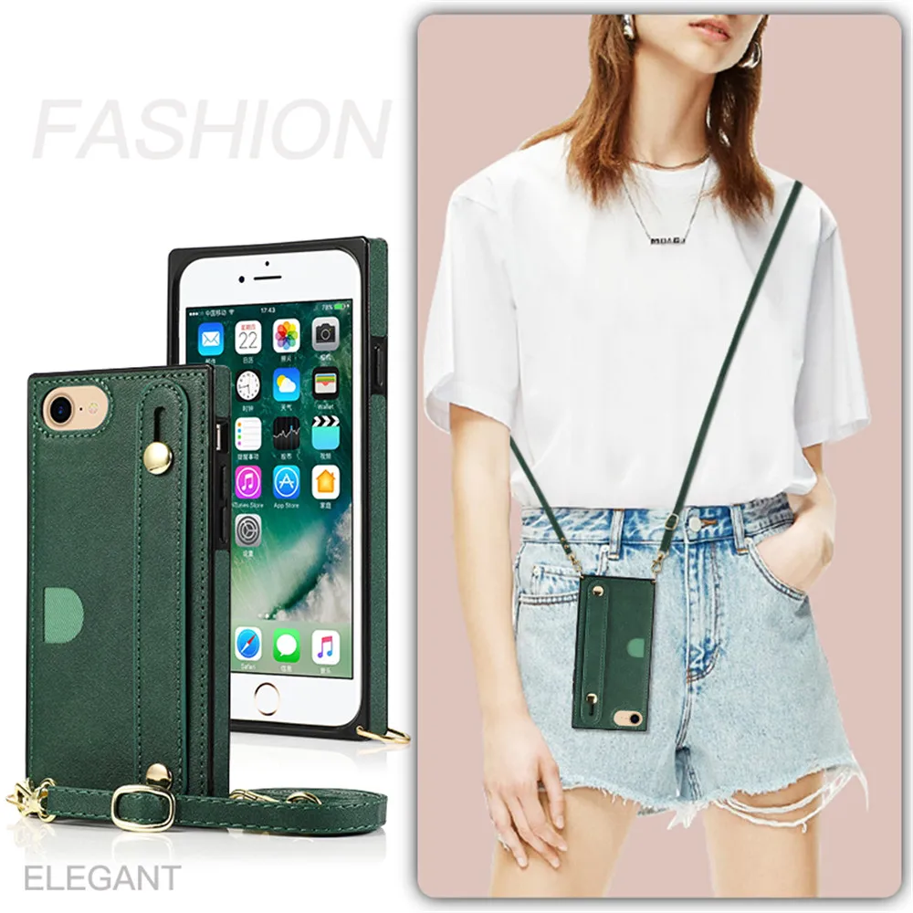 Роскошный чехол для телефона с цепочкой и ожерельем iPhone 7 8 6 6S ремешок на талии