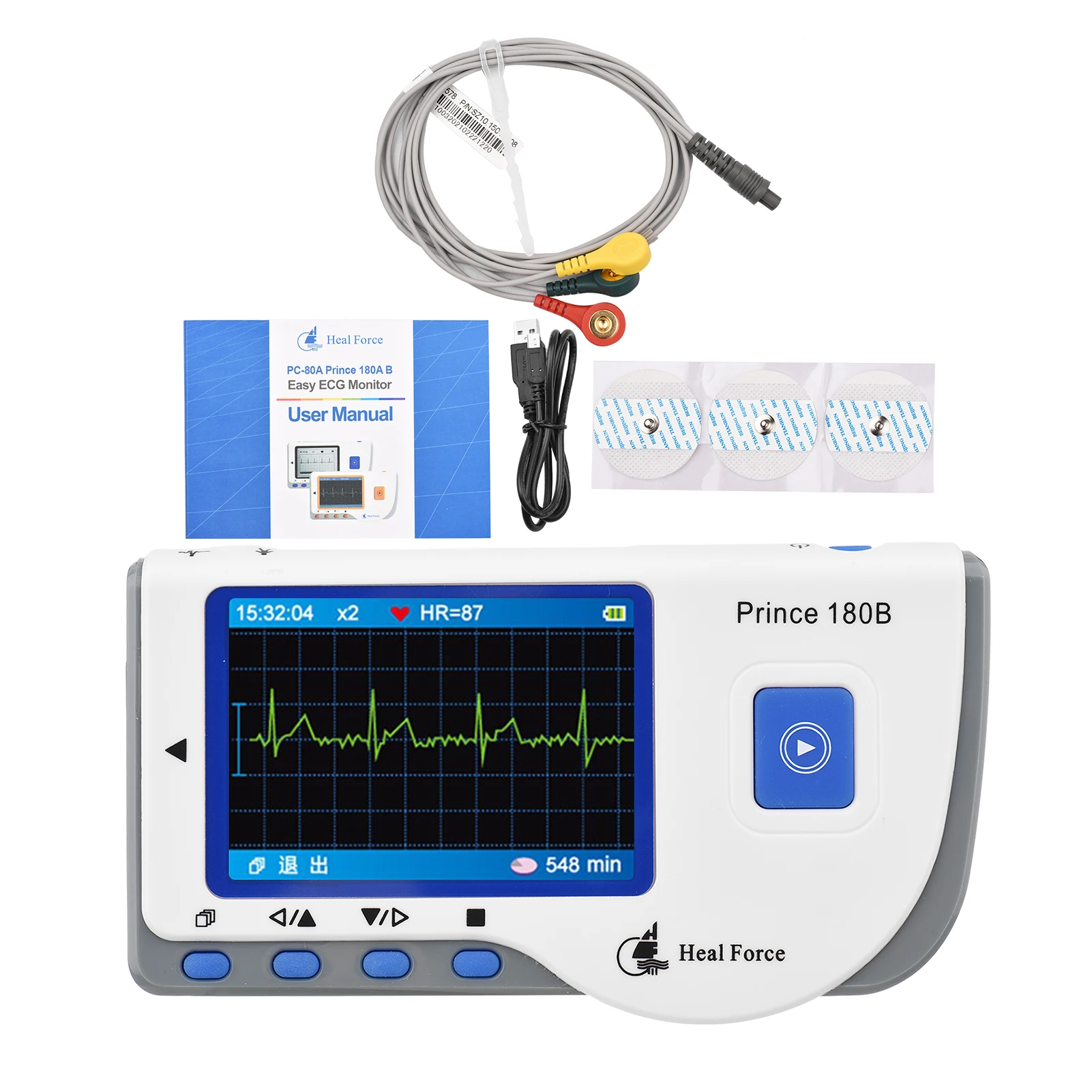 PC-180B1 Portable ECG Monitor Handheld LCD Heart Rate Tracker EKG Monitoring Device with Data Storage Transmission Usb Cable | Красота и