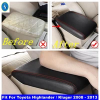 car accessories pu leather armrest holster protective pad mat box cover kit fit for toyota highlander kluger 2008 2013