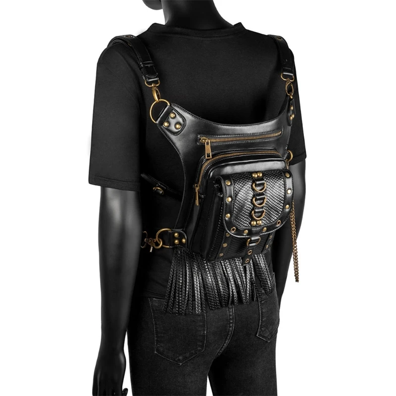 

Fashion Waist Packs Steampunk Waist Bag Fanny Pack Gothic PU Leather Shoulder Crossbody Messenger Bags Purse 7XEC
