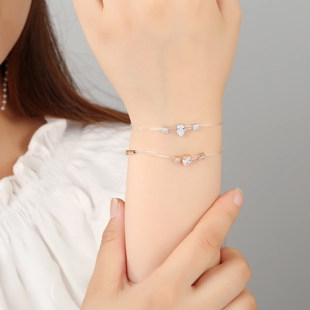 

Fashion Popular Bracelet Transparent Fish Line Chain Invisible Bracelet Women high quality Clear Zircon Charm Jewelry Accessory