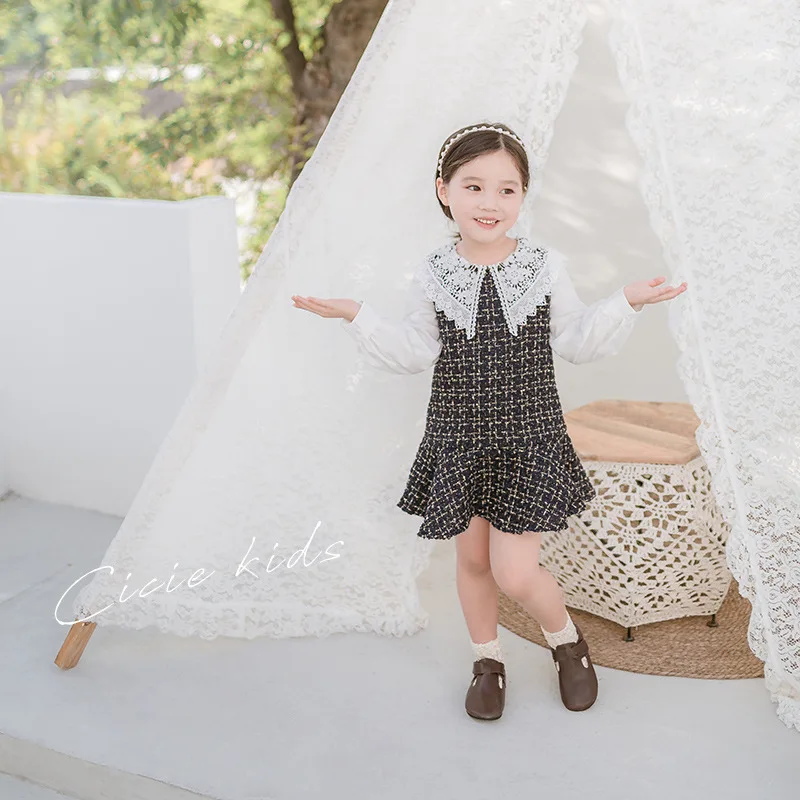 Весна-Осень 2019 г. Новые милые кружевные платья с длинными рукавами и большим