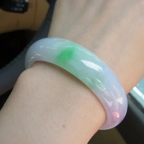 100% настоящий зеленый браслет из Мьянмы резная вручную цветок Фиолетовый