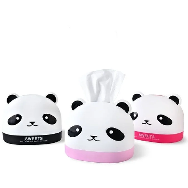 

1pcs Creative Cartoon Panda Tissue Box Storage Car Home Plastic Tissue Container Towel Napkin Tissue Holder for Office Desktop