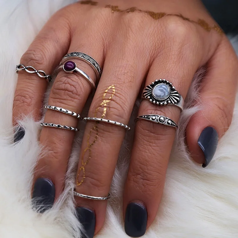 9 шт. женские кольца в стиле хип хоп|Кольца| |