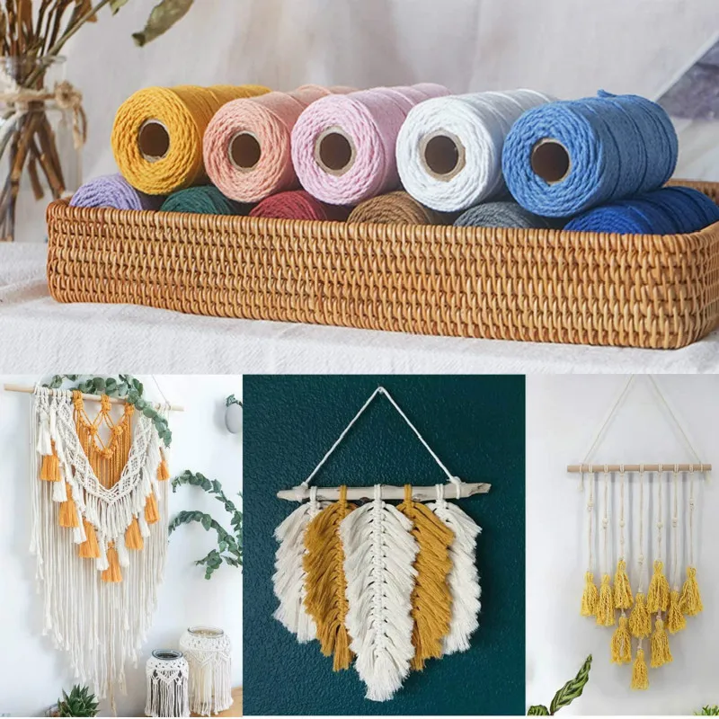 Шнур для макраме 3 мм 100% хлопок цветной шнур витая веревка шнурок сделай сам